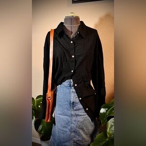 NWT Shore Black Layla Oversized Button Down Shirt S $168
